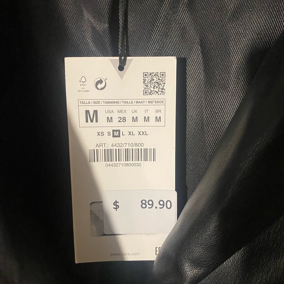 Zara Black Faux Leather Jacket - Picture 4 of 10